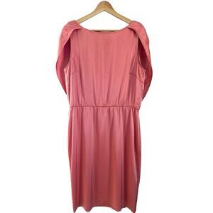 St. John Sleeveless‎ Pink Knee Length Dress Cape Detail Covers Shoulder Size 14